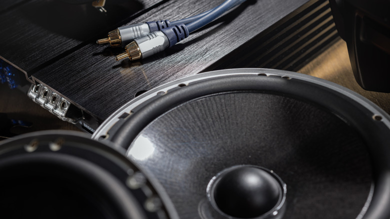 Close up of car audio system components