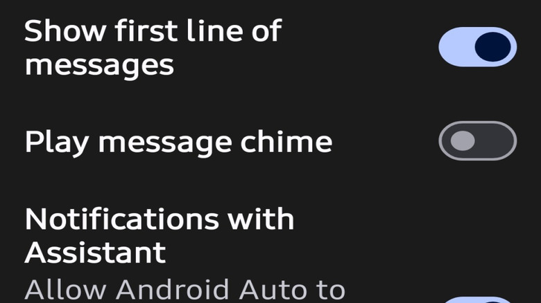 The notification menu in Android auto.