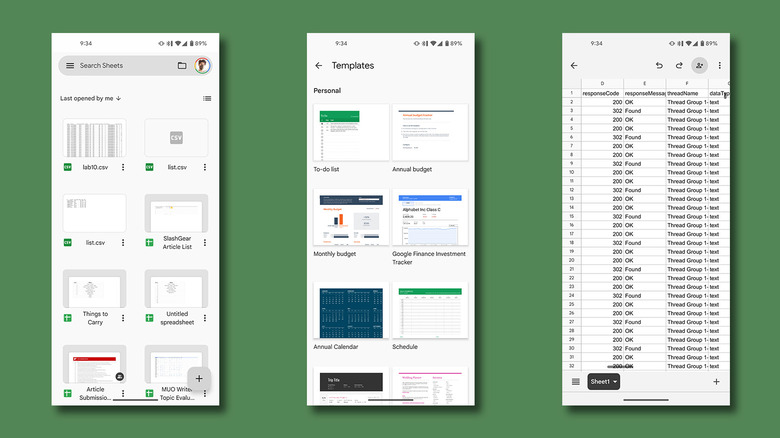 Google Sheets on Android