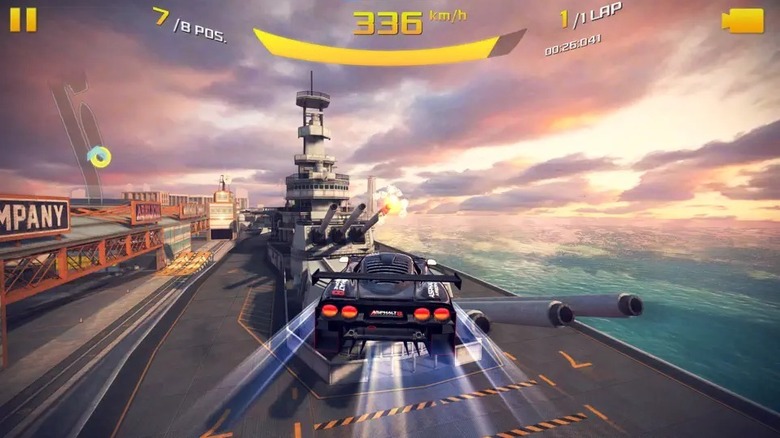 Gameplay of the Asphalt 8: Airborne game on Apple TV
