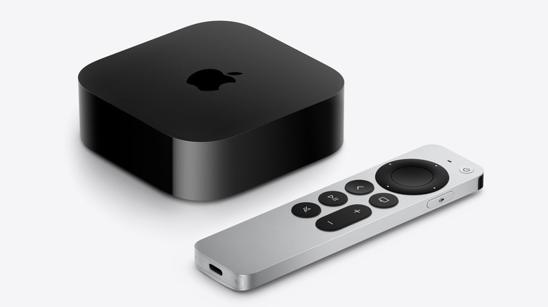 The Apple TV 4K device with its remote control
