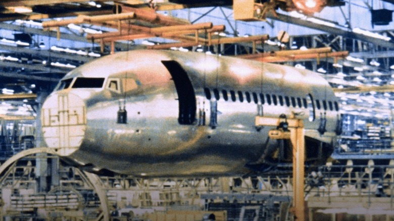 Airplane fuselage part in Aero factory