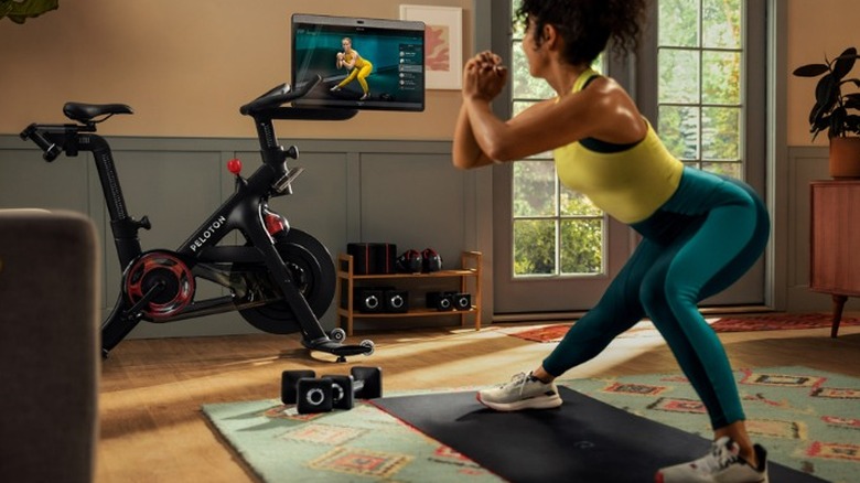 Peloton user working out