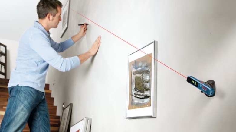 Bosch GLL 1 PRed Line Generator Laser Level mounted on wall