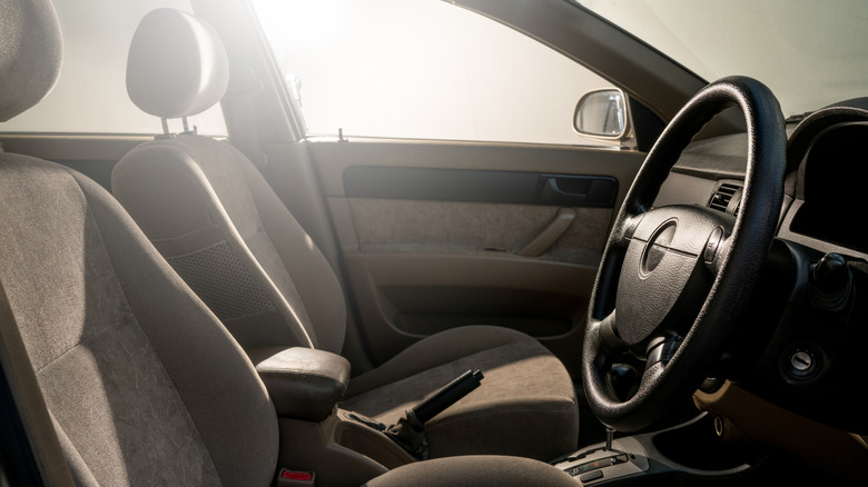 Interior shot of a car from the front passenger seat