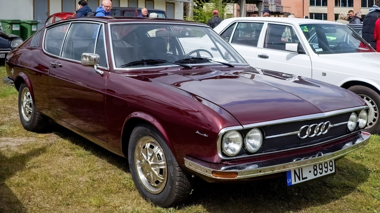 Classic maroon audi at car show