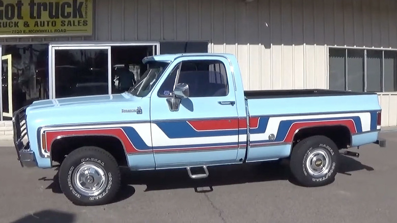 Side view of 1976 Chevy Spirit of '76 pickup truck