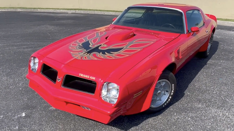 Front view of red 1976 Pontiac Trans Am