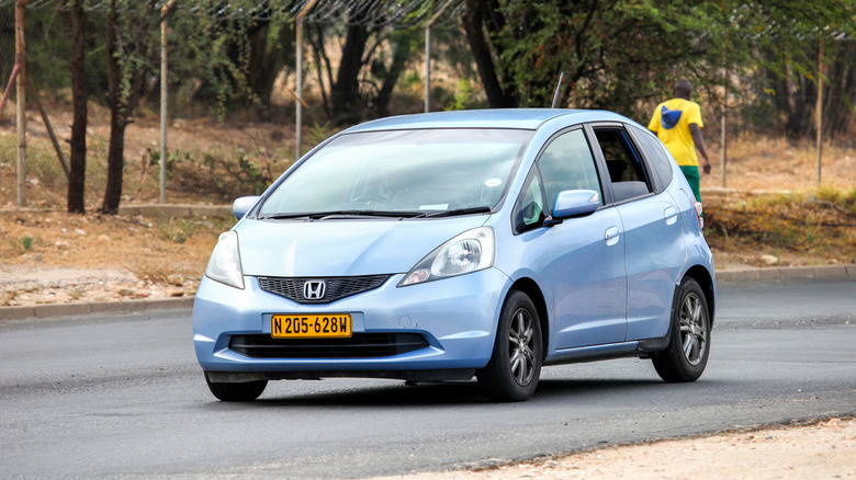 Honda Fit on city street