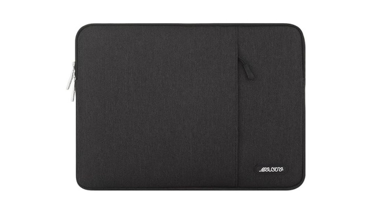 Charcoal laptop sleeve on white background