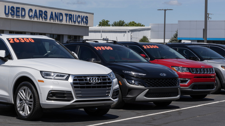 Cars on used car lot