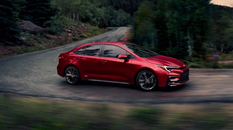 a red Toyota Corolla