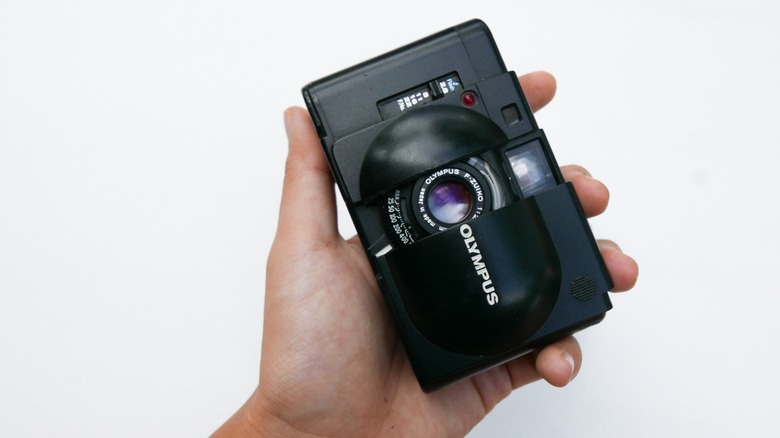 an Olympus XA rangefinder