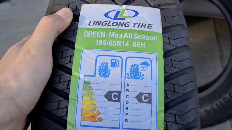 LingLong tire sticker on a tire.
