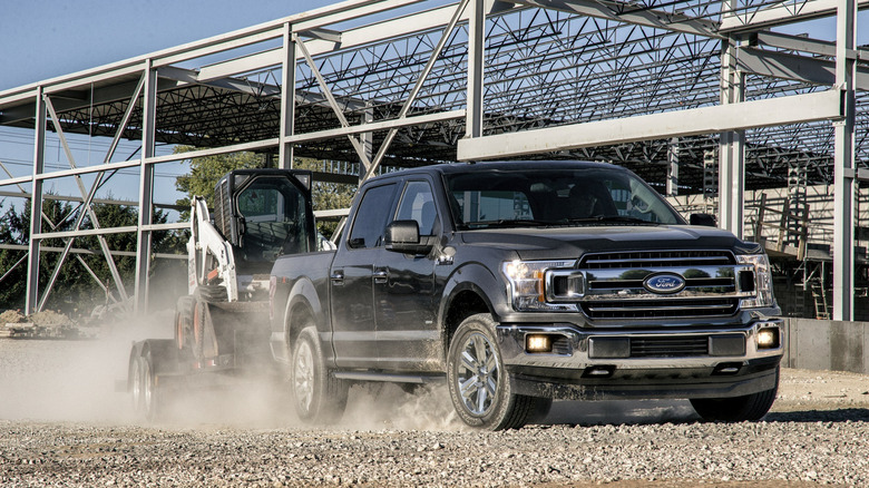 black Ford F-150 at construction site