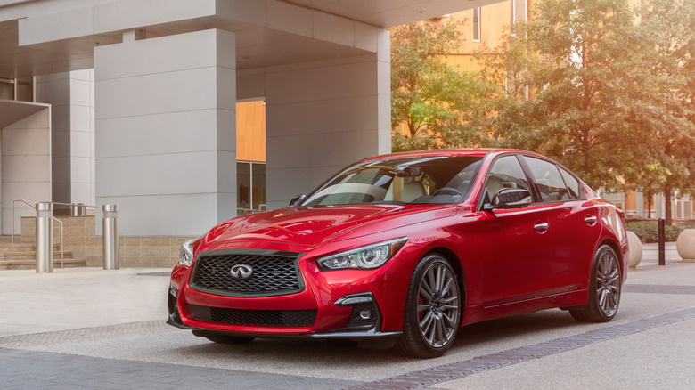 2020 Infiniti Q50 Red Sport parked