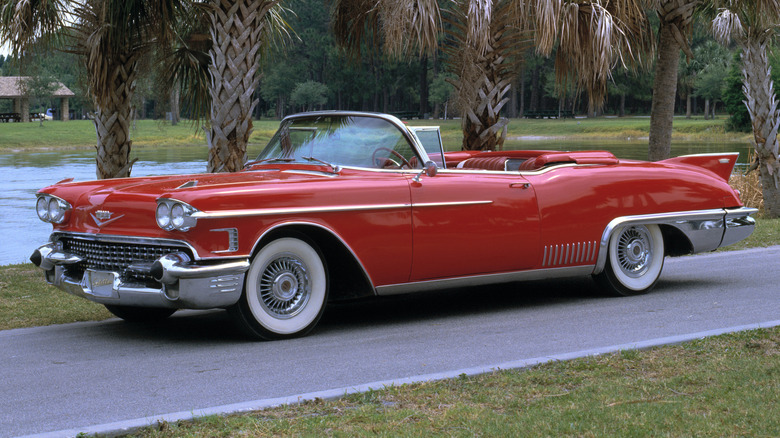 1957 Cadillac Eldorado Biarritz parked on a small road