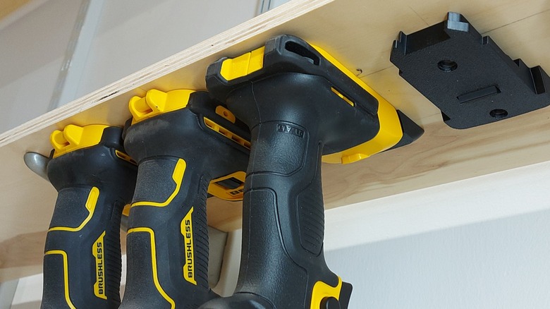 DeWalt tools on 3D printed mounts.