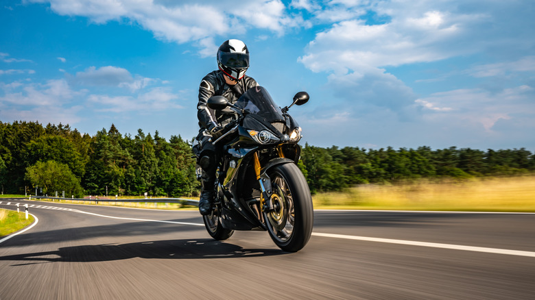 Man riding motorcycle