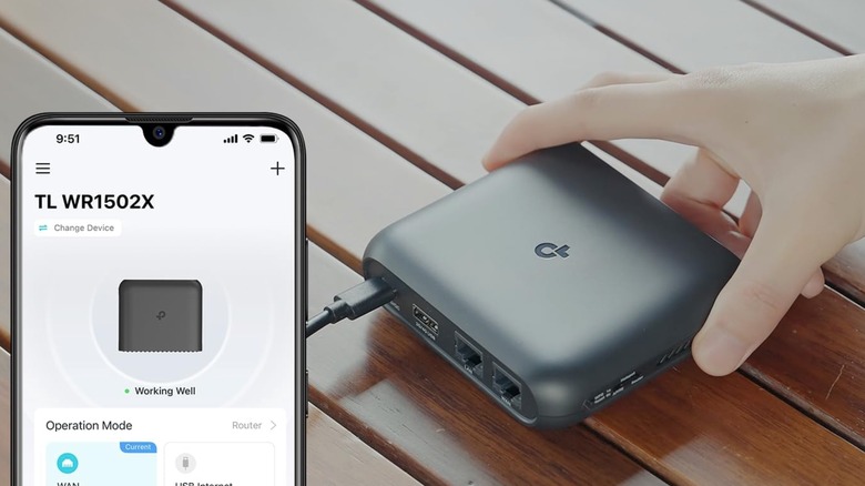 Person using portable Wi-Fi Router