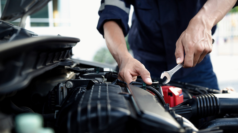 Mechanic working on a car
