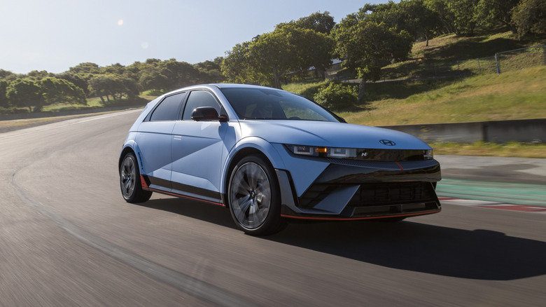 Hyundai Ioniq 5 N driving on a track