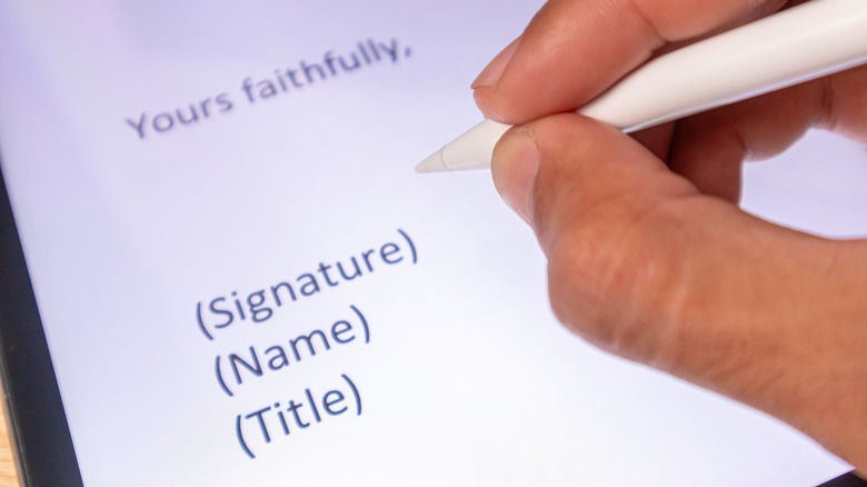 Depiction of an email signature block