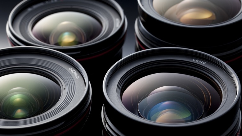 camera lenses black background