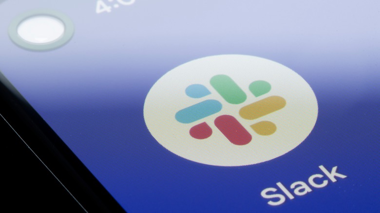Slack app on phone screen