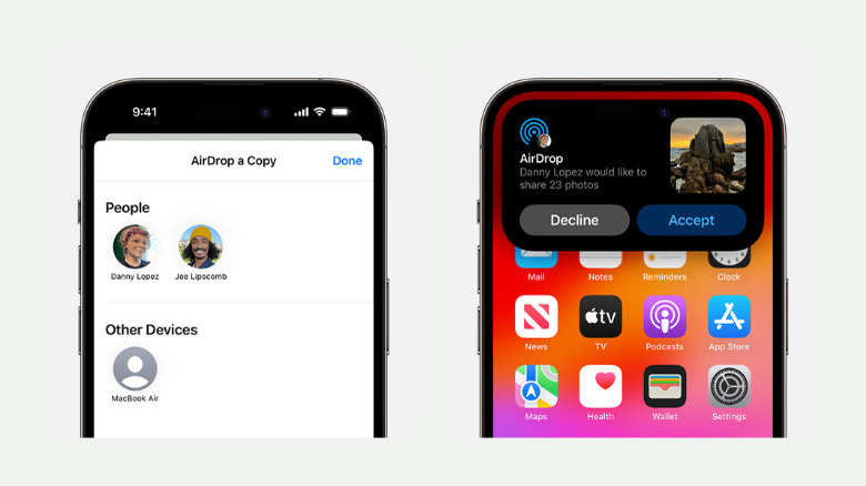 iPhone Airdrop send and receive