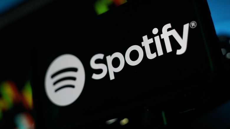 Spotify logo on a digital screen