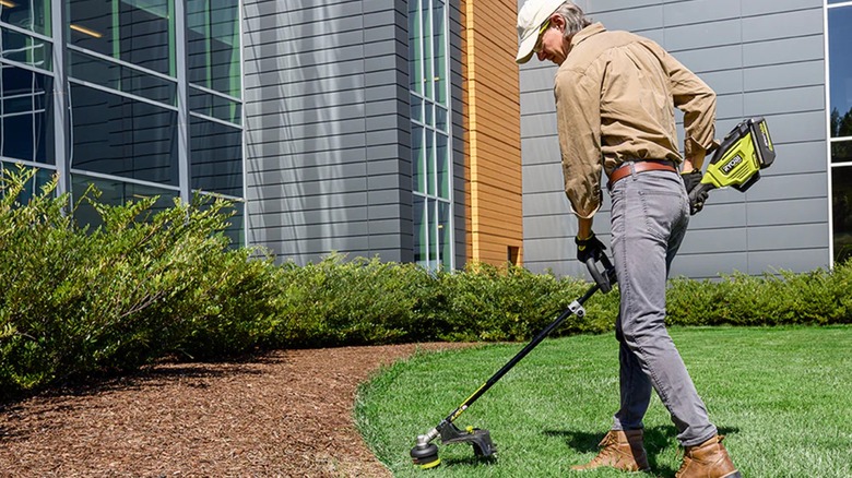 40V HP Brushless 17-inch Attachment-Capable String Trimmer in use