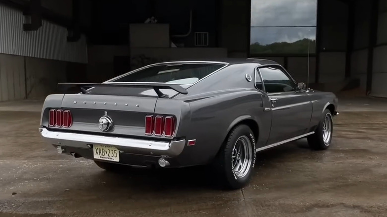 Replica of John Wick's Mustang parked in garage
