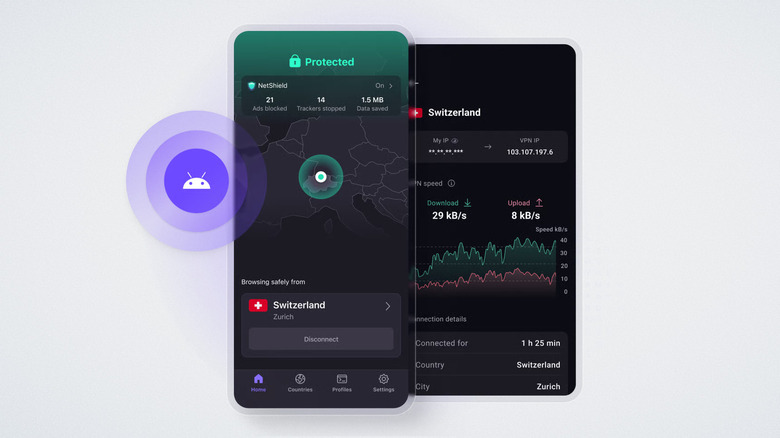 Proton VPN app on white background
