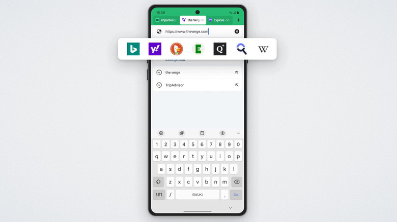 Vivaldi on Android phone with a white background