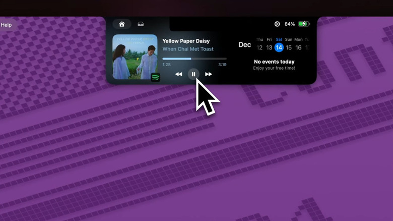 Boring notch expanded into music player and calendar on macOS desktop