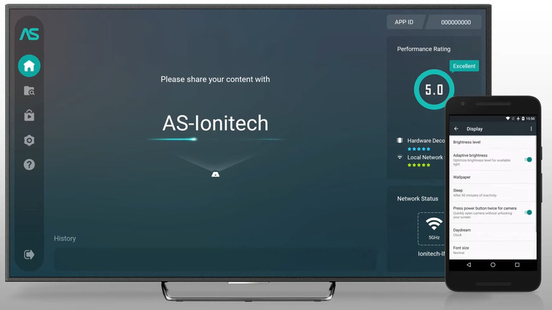 Image showing the process of connection of an Android phone with a smart TV using the AirScreen app