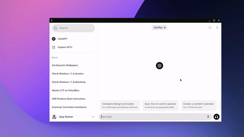 Android version of ChatGPT on a Chromebook