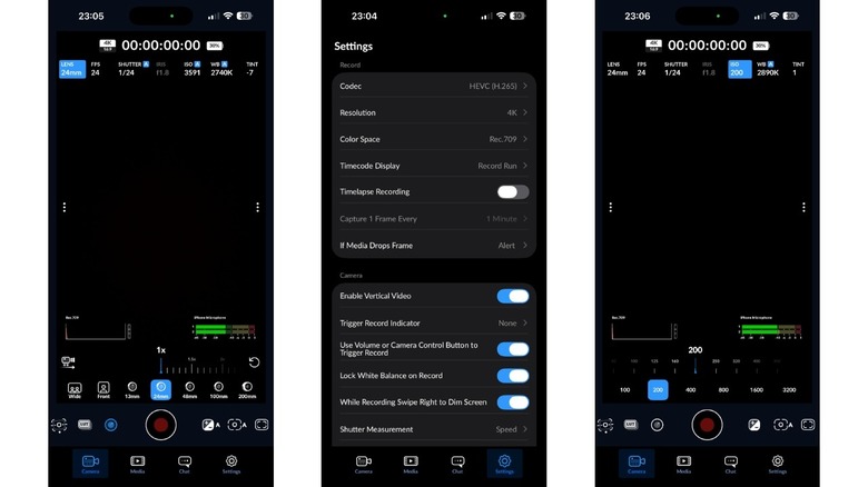 Blackmagic camera recording a video on an iPhone