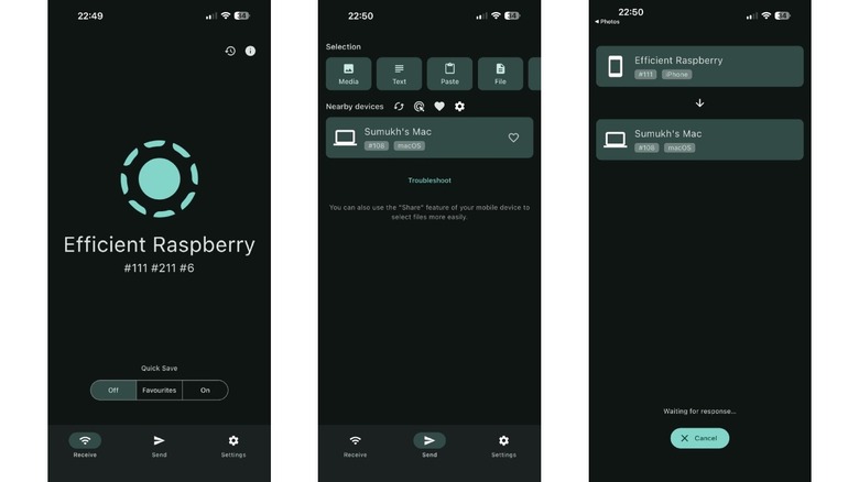 LocalSend user interface