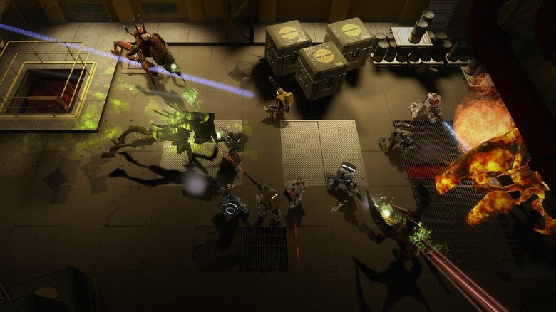 Space Marines fighting aliens