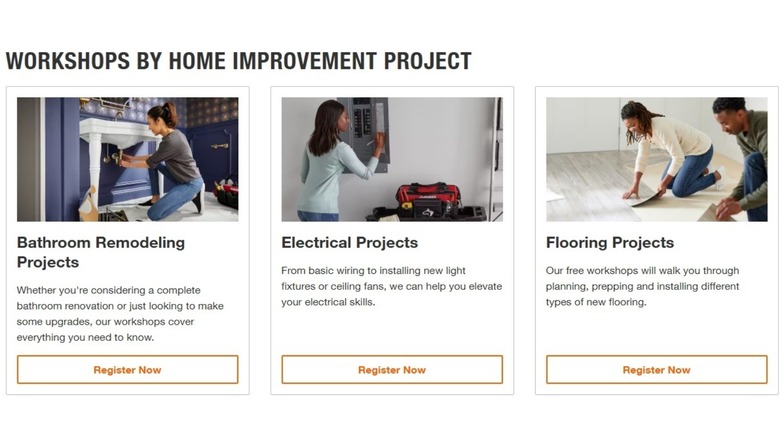 Screenshot of Home Depot webinar page