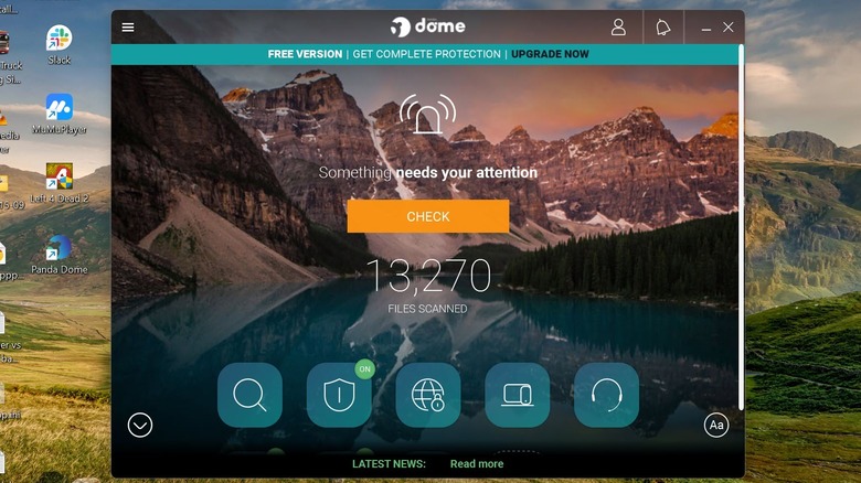 The dashboard of Panda Dorm Free showing 13270 files being scanned