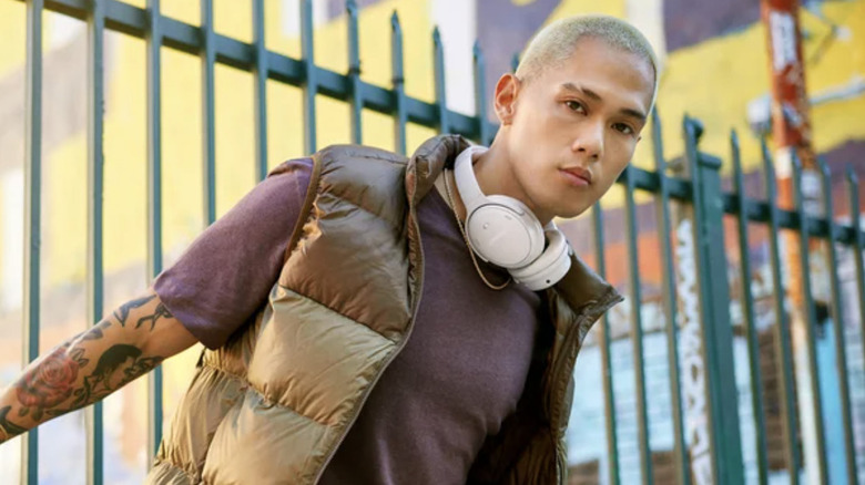 man wearing Bose headphones