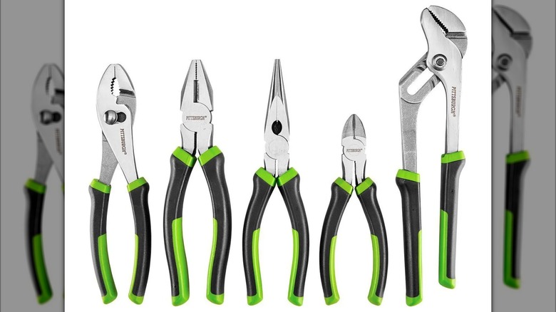 Pittsburgh 5-piece Pliers Set with Comfort Grips on white background