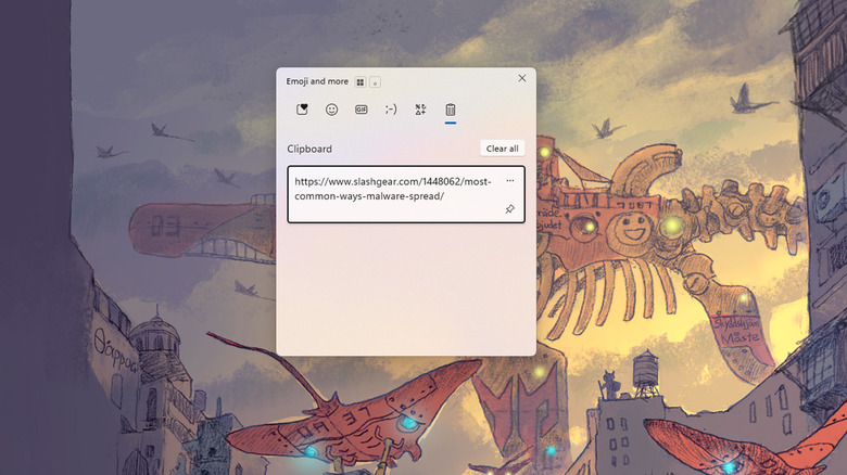 Windows Clipboard History window on a desktop