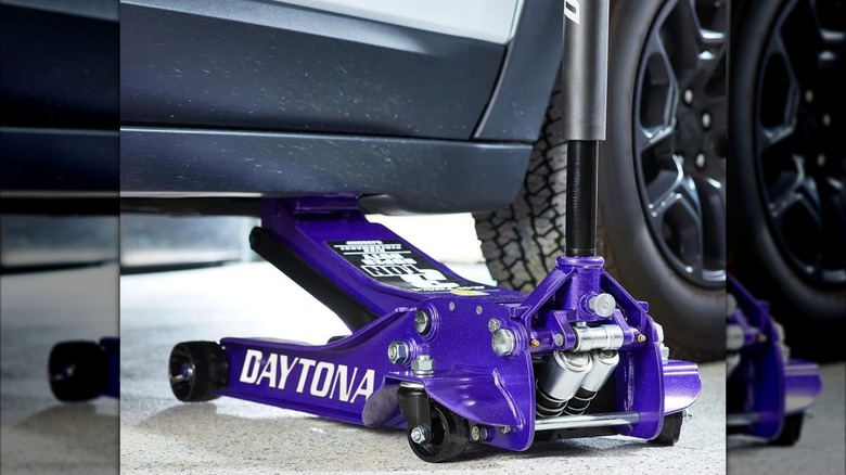 Daytona 3-ton Super Duty Low-Profile Floor Jack under a car