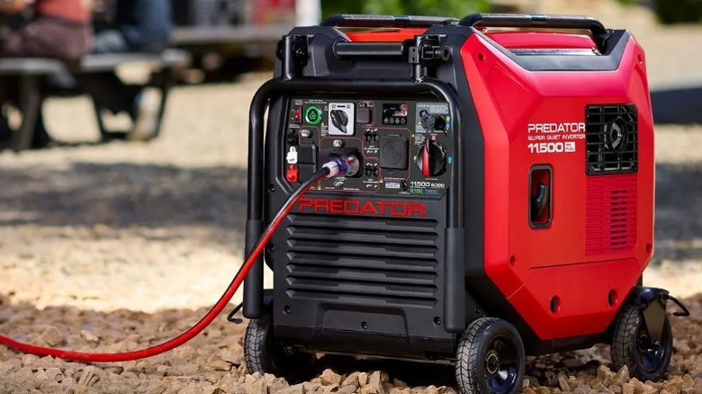 Predator generator on gravel outside