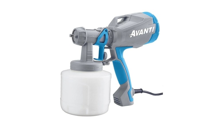 Gray and blue paint sprayer with Avanti branding
