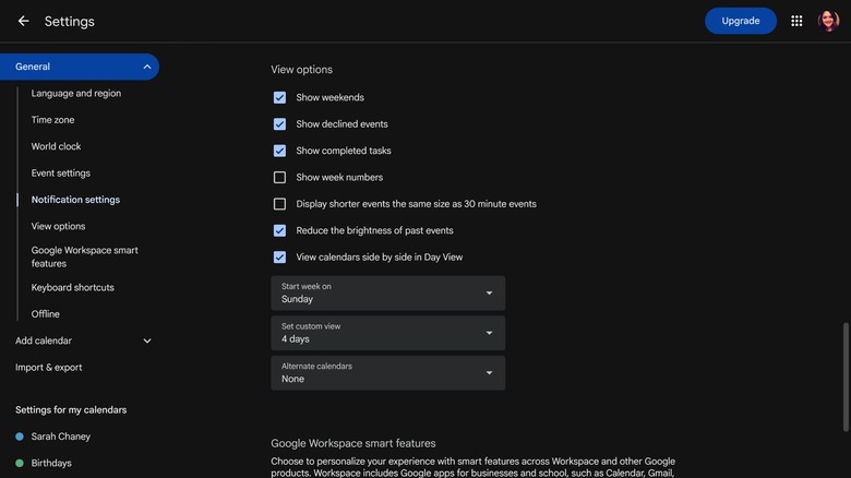 how to customize view in Google Calendar